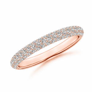 Anillo de Boda de Lujo con Tres Hileras de Diamantes Cultivados en Laboratorio y Corte Redondo en Oro de 10K, 14K, 18K y Plata 925, 935 - Product Image 2