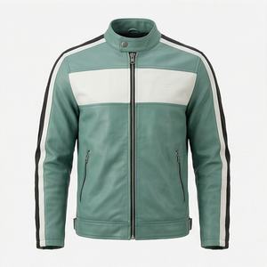 แจ็คเก็ตหนังแท้สำหรับขี่มอเตอร์ไซค์คุณภาพดีที่สุดสำหรับผู้ชาย รุ่นใหม่ล่าสุดสำหรับฤดูหนาว พร้อมแผ่นป้องกันที่ถอดออกได้ สามารถสั่งทำได้ - Product Image 1