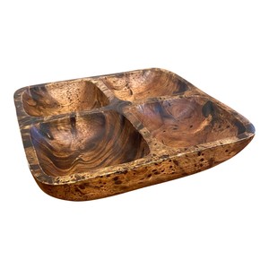 Plateau de service artisanal en bois de manguier à 4 compartiments, vente en gros |   Gravé vintage - Product Image 3
