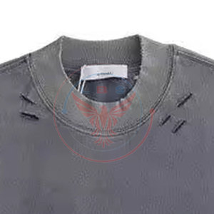 Nouvelle Arrivée - T-shirts Décontractés Homme Effet Vieilli en Gros - Couleur Unie, Tissu Polaire Respirant 180 Grammes - Product Image 2