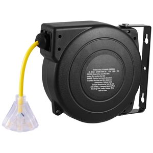 Avvolgicavo retrattile da 45 piedi per impieghi gravosi, cavo di alimentazione 12AWG/3C SJTOW, presa tripla illuminata da 15 Amp, materiale ABS, CEE - Product Image 6