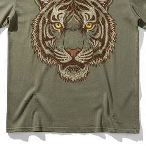 Camiseta Vintage con Gráficos y Pedrería, Estilo Hip Hop, para Hombre, Tejido Grueso, Personalizada, con Diseño de Diamantes Brillantes - Product Image 5