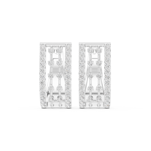 Pendientes de Aro Huggie de Oro Blanco de 18K para Mujer, de Lujo, Modernos, con Múltiples Hileras de Diamantes Cultivados en Laboratorio, Corte Brillante Redondo, 0.54ct, Bañados en Rodio - Product Image 1