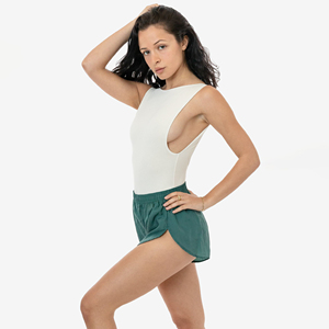 Women's Mid-Waist <b>Elastic</b> Waist Running Shorts Breathable Summer Sexy Club Drawstring Embroidered Designs Crinkle Nylon Shorts - Product Image 2