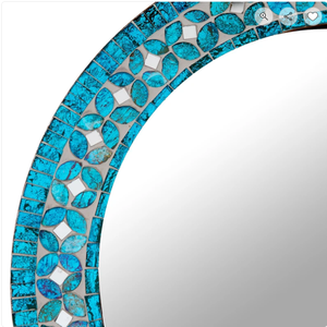 Espejo Decorativo Floral para Sala de Estar, Dormitorio, Entrada, Decoración de Pared con Marco de Mosaico Hecho a Mano - Product Image 4