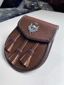 Scottish Semi-Dress Day Sporran | Scottish Kilt Sporran | Gothic Kilt Sporran with <b>Chain</b> <b>Belt</b> - Product Image 2