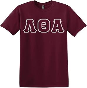 T-shirt à lettres en sergé Lambda/Theta/Alpha de haute qualité en polyester/coton - Product Image 1