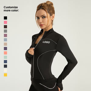 Veste de sport unie pour la gym et le yoga avec poches, veste de yoga blanche pour l'entraînement matinal, veste de yoga slim à séchage rapide - Product Image 2