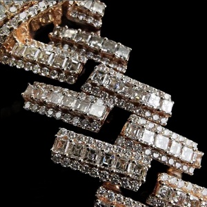 Exquisita Cadena de Eslabones de Moissanita de Lujo con Certificación IGI LUXIDIAM en Plata 925 con Opciones de Acabado en Rodio Plateado y Oro Rosa - Product Image 3