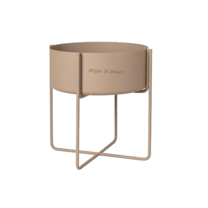 Classic Sand Iron Powder Coated Durable Multi-Use Circular Indoor Floor Planter with Drainage for Home Garden Decor - Product Image 2