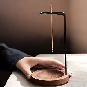 Upside <b>Down</b> Incense Burner Wooden Aromatherapy Ornament Ash Catcher Minimalist Meditation Round Design Incense Holders - Product Image 1