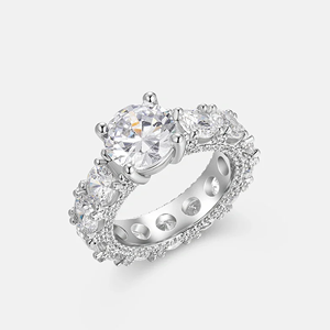 Anillo de Compromiso Clásico de Moissanita, Plata 925, Corte Brillante Redondo, Engaste de Garras, Joyería para Mujer - Product Image 2