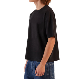 เสื้อยืดทรงบ็อกซี่สีดำขนาดใหญ่พิเศษ ผ้าคอตตอน/ใยไผ่ หนัก 350gsm สำหรับผู้ชาย ออกแบบเองได้ สไตล์ไฮสตรีท - Product Image 2