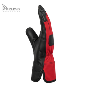 Guantes de Motocicleta Personalizados OEM de Lona y Cuero, Cuero Granulado Negro, Palma Reforzada, Protección Acolchada en los Nudillos, Puño Extendido para Mayor Seguridad - Product Image 3