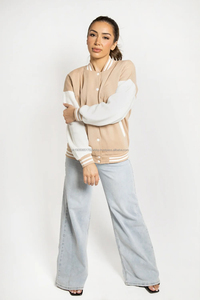 New Plus Size Women Designer Varsity Jackets Low Price Breathable Waterproof Dyed Bamboo Fiber Outwear <b>Covered</b> <b>Button</b> Closure - Product Image 5