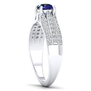 แหวนพลอยไพลินสีน้ำเงินทรงกลม 0.5 กะรัต คุณภาพสูง 14K ทองคำแท้ REYES รุ่นใหม่ล่าสุด ได้รับการรับรอง GRA พร้อมเพชรโมอิสซาไนต์ เครื่องประดับชั้นดี - Product Image 3