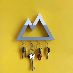 Wooden Mountain Design Key Holder <b>Wall</b> Hanging <b>Hook</b> <b>Rack</b> Perfect For Entryway Key Storage And Nature Theme Decor From India - Product Image 2