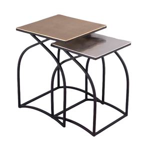 Modern Simple Home End <b>Table</b> Aluminium and Iron Side <b>Table</b> Set <b>of</b> 2 Pieces Rectangular Top for Living Room and Bedroom - Product Image 2