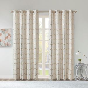 Total Blackout con stampa metallica Grommet Top pannello tenda coppia 2 finestrini in colore nero - Product Image 2