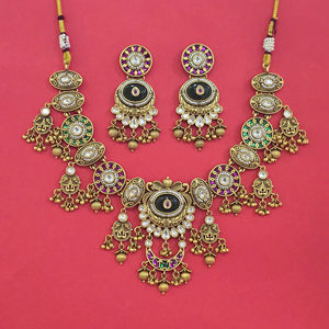 Conjunto de Collar de Diseño de Joyería de Moda para Mujer, Estilo Antiguo, con Baño de Oro Mate 231450 - Product Image 1