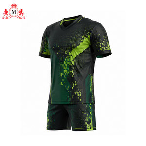 ชุดเสื้อฟุตบอลสีเขียวสำหรับผู้ชาย แบบซับลิเมชั่น พร้อมกางเกงขาสั้น ระบายอากาศได้ดี ผลิตจากโพลีเอสเตอร์ 100% ชุดฟุตบอลสำหรับผู้ใหญ่ ตรวจจับรอยตะเข็บด้วยระบบเข็ม ไร้รอยต่อ - Product Image 3