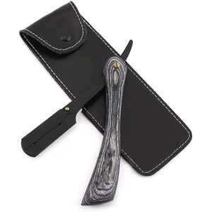 High Quality Custom Black Straight <b>Razor</b> for Men Reuseable Safety Throat Shaving with Wood Handle for Barbers Shaving Experts - Product Image 3