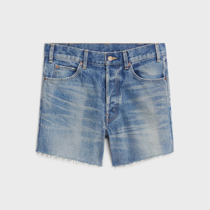 Shorts en jean décontractés pour femmes, coupe droite, haute qualité, style vintage, respirants, en coton lavé, fermeture boutonnée - Product Image 3