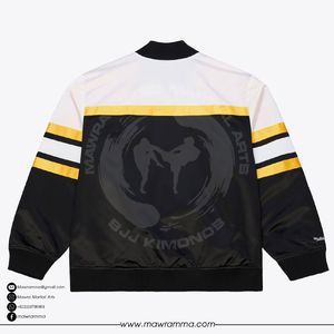 Veste bomber en satin patchwork sur mesure OEM, broderie de logo 3D de haute qualité, veste varsity unisexe, fabricant de vêtements en gros - Product Image 6