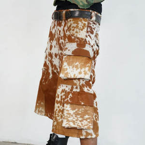 Pantalones Cortos de Cuero Vacuno con Pelo para Hombre, Estilo Vaquero Occidental, Moda Urbana de Lujo, Pantalones Cortos de Cuero Genuino - Product Image 4