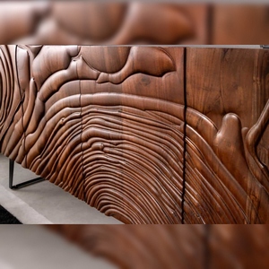 Vandana Modern Elegant Essence <b>Sideboard</b> FLUID 175cm <b>Walnut</b>-Brown Acacia Wood 3D Design Sled Frame for Bedroom and Living Room - Product Image 4