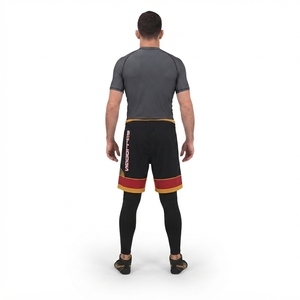 Custom Black Red Gold Men's <b>MMA</b> Fight <b>Shorts</b>-Lightweight Athletic Fit Sublimation Printed Polyester/Spandex Blend Grappling - Product Image 2