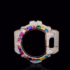 Étui de luxe arc-en-ciel serti de pierres, style hip-hop, plaqué or, argent 925, étui personnalisé pour homme - Product Image 1