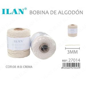 Cuerda de Algodón Ilan en Rollo de 3 mm, Color Crema, Hilo para Manualidades - Product Image 3