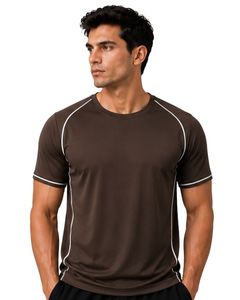 T-shirt de sport pour homme personnalisé, brun foncé, à séchage rapide, respirant, pour la salle de sport, la course à pied, en polyester, vêtements de sport - Product Image 1