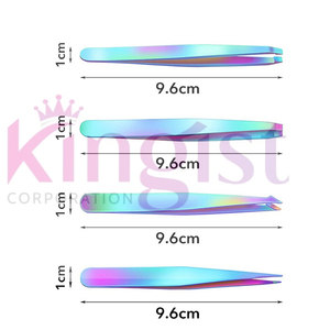 Ensemble professionnel de 3 pinces à cils en acier inoxydable argenté, droites, courbées, type L, pointes 3D, durable, avec étui en cuir - Product Image 6