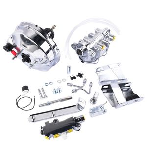 Chrome 8\" Power Brake Booster Master Cylinder Disc Drum Kit for 1958-1964 Chevrolet Bel Air Impala Biscayne Vacuum Assy Product - Product Image 3