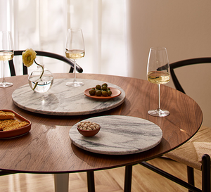 Venta al por mayor de Lazy Susan de mármol para mesa de comedor, 2 piezas, con almacenamiento, artesanía moderna, Lazy Susan - Product Image 1