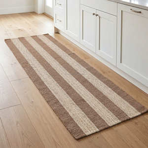 Plaid Kitchen Rug Blue White Farmhouse Style Flat Weave Non-Slip Rectangle Indoor Area Rug with Fringe <b>Large</b> Size Hallway Runner - Product Image 4