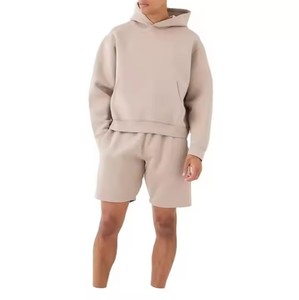 Ensembles décontractés en molleton de coton avec logo personnalisé pour hommes, ensemble de haute qualité pour hommes, ensemble deux pièces, sweat-shirt et short - Product Image 4
