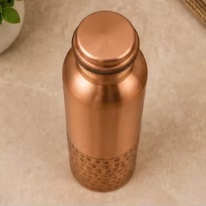 Copper Water Bottle with Teal Hexagon Pattern Modern Design Portable Travel <b>Drinkware</b> - Product Image 3