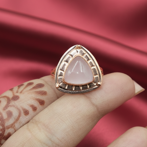 Natural Rose <b>Quartz</b> Triangle <b>Ring</b> 925 Silver Rose Gold Yellow Gold Plated Handmade Gemstone Statement Jewelry Christmas gift - Product Image 2