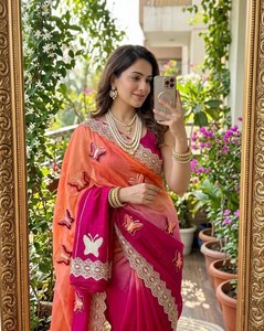 Designer Gota <b>Saree</b> Party Wear Butterfly <b>Saree</b> Soft Fendy <b>Saree</b> Traditional Gota Patti <b>Saree</b> Elegant Butterfly <b>Saree</b> - Product Image 4