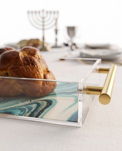Elegante Bandeja de Servicio y Exhibición de Acrílico Plástico Duradero con Diseño de Animales y Asas para Artículos Rituales Judíos - Product Image 4