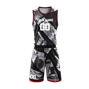 Ensemble d'uniformes de basketball pour hommes personnalisés de haute qualité OEM ODM, 100 % polyester, respirant, anti-humidité, antibactérien - Product Image 1