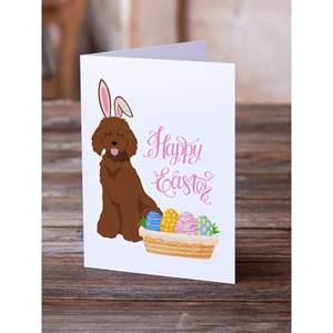 Whimsical A7 tamaño 5x7 tarjetas de notas en blanco estándar caniche rojo tarjetas de felicitación de Pascua Paquete de 8 con sobres - Product Image 2