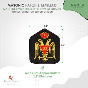 Parche Bordado del Rito Escocés de la Masonería de Grado 33 con Corona de Águila Bicéfala. - Product Image 3