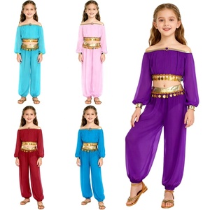 Conjunto de Top y Pantalones para Danza del Vientre para Niñas de 6 a 16 Años, para Clases de Danza del Vientre, Actuaciones en Escenario, Fiestas Temáticas y Danza Callejera - Product Image 1