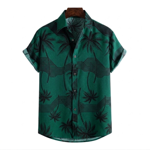 Camisa de manga corta para hombre, tejida, estampada, transpirable, fresca, cómoda, informal, para playa, vacaciones, suministro ODM personalizado - Product Image 5