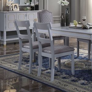 Juego de 2 sillas de comedor con cojín de asiento tapizado en gris bicolor, color gris perla - Product Image 2