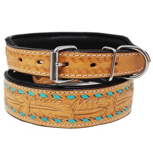 Collar de perro tallado a mano acolchado suave de calidad superior Saman exporta con puntada Buck proveedor superior Fabricante Mayorista - Product Image 3